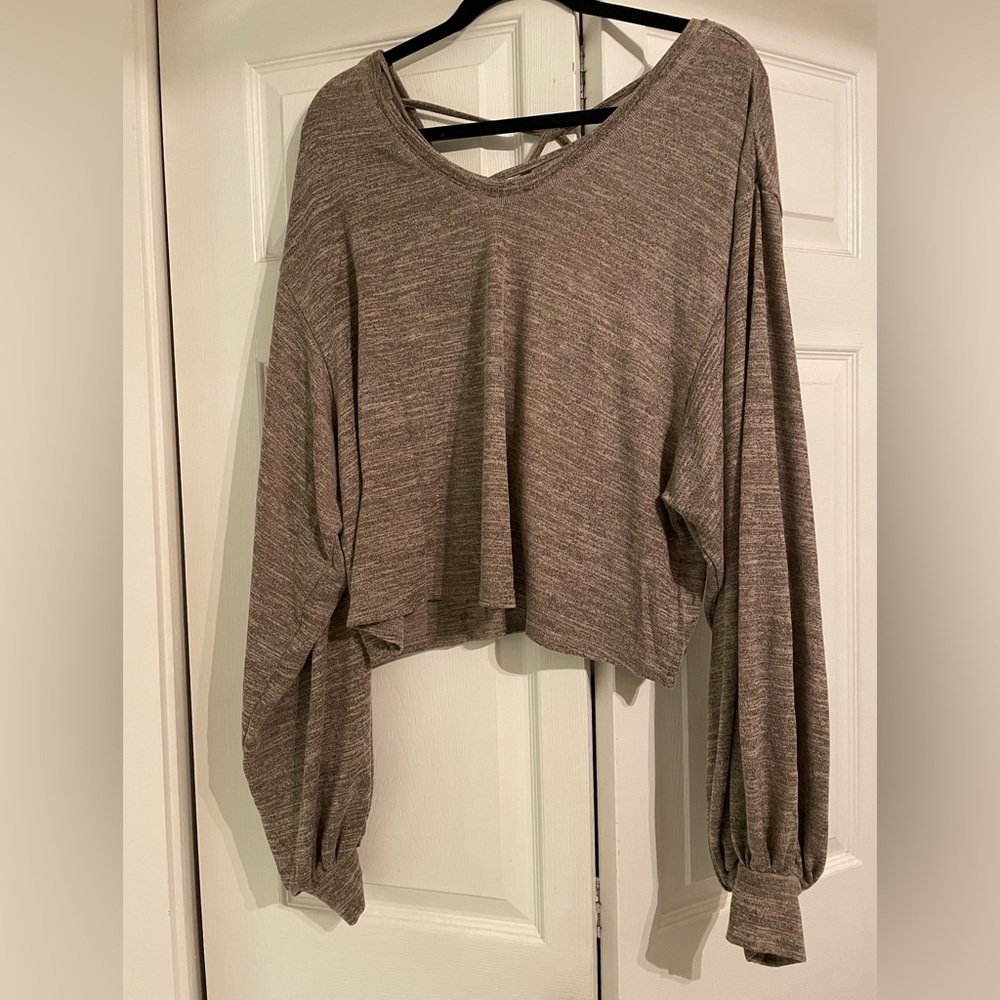 Joyfolie women’s Mia Joy Harper top in heather taupe size XL NWT